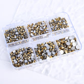 Mixed Sizes 6 Grid Box Aurum Glass FlatBack Rhinestones For Nail Art  Silver Back WholesaleRhinestone